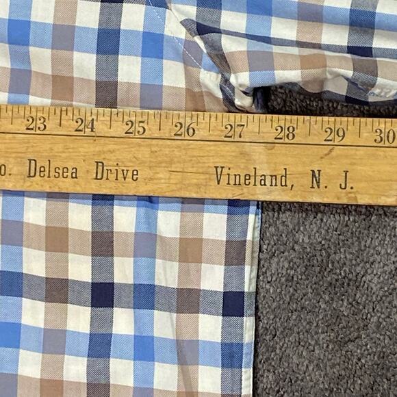 Jos A Bank Men's XL Executive Collection Long Sleeve Blue Tan White Large Check - Picture 7 of 11